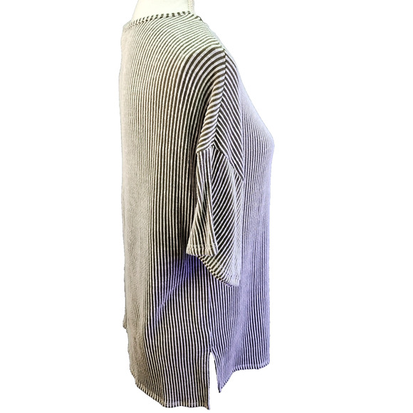 BKE Top Women’s Small Green Stripe Lace-Up Front Short Sleeve Tunic Boho Casual - Picture 7 of 10